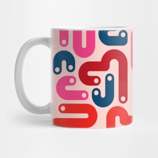 JELLY BEANS Squiggly New Wave Postmodern Abstract 1980s Geometric in Red Fuchsia Pink Burgundy Blue with Blush Dots - UnBlink Studio by Jackie Tahara Mug